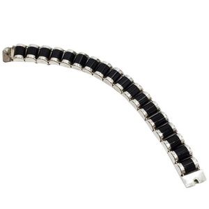 Sterling silver onyx Mexico vintage long bracelet